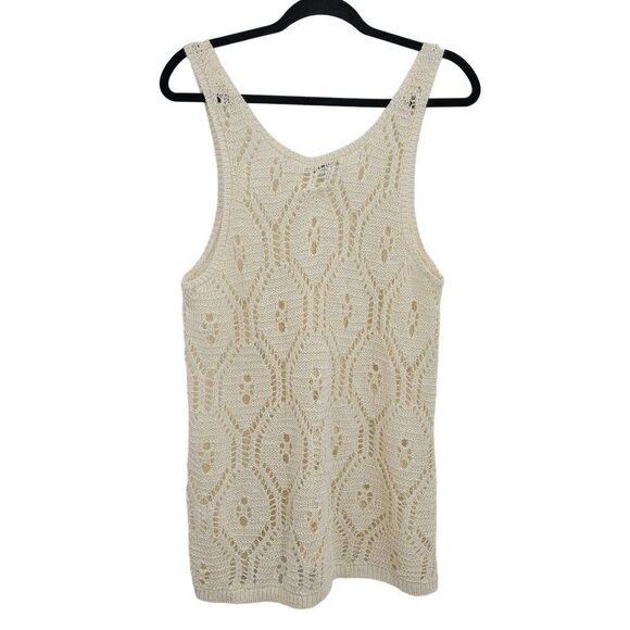 Gap Open Knit Tunic Tank Coverup Top XL Vanilla See Through Non Itch Beach Boho - Picture 3 of 13
